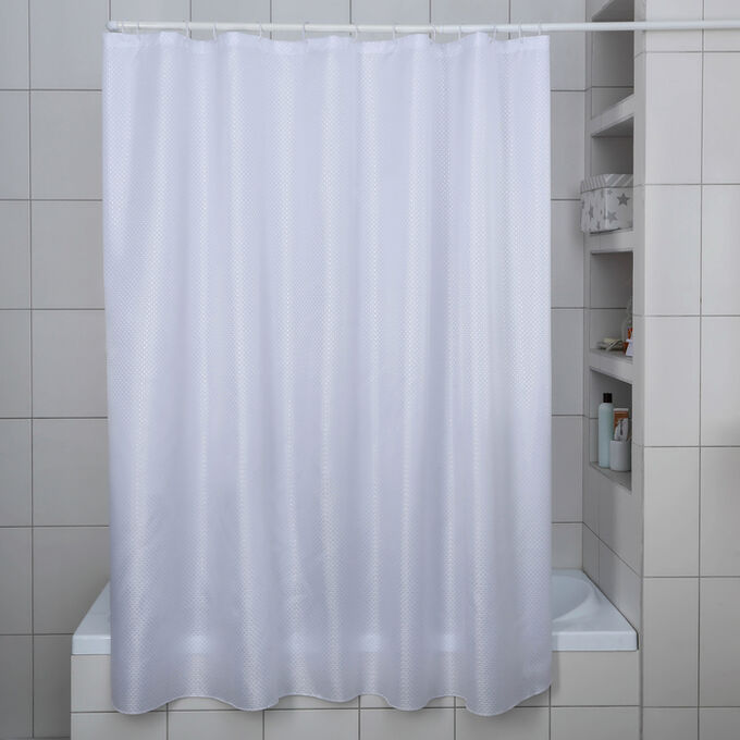СИМА-ЛЕНД Штора для ванной комнаты «Бриллиант», 180x180 см, полиэстер, цвет белый