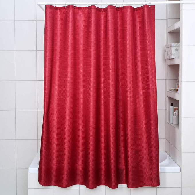 Штора для ванной комнаты «Бриллиант», 180?180 см, полиэстер, цвет бордовый