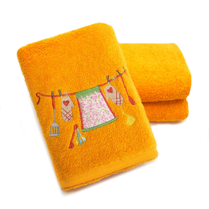 Оранжевое полотенце. Набор из 2 полотенец оранжевый цвет.