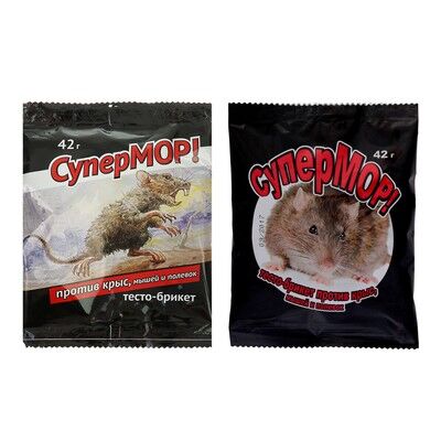 Тесто-брикет СуперМОР против крыс, мышей и полевок, цв. пакет, 42 г
