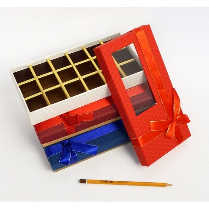 Коробка картон под конфеты с окном 18 ячеек 23,5 х 12 х 4 см HS-7-16