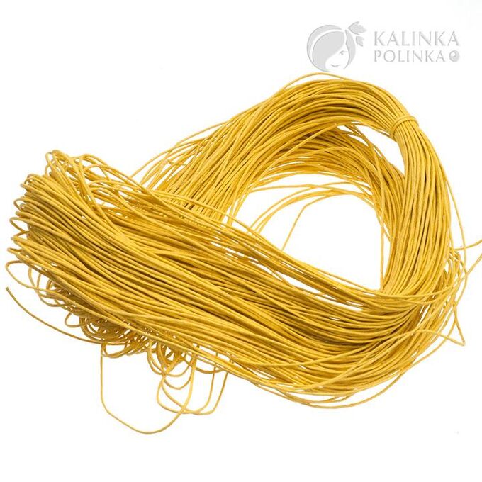 Шнур вощёный хлопковый, цвет желтый, толщина 1 мм, в пасме около 72 метра.