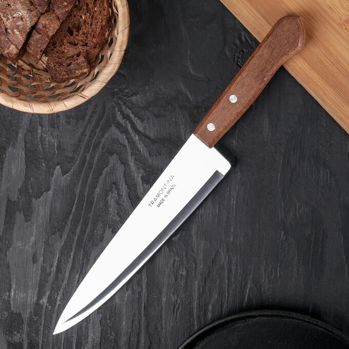 Нож поварской Tramontina Universal, лезвие 22,5 см, сталь AISI 420, деревянная рукоять