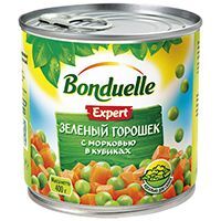 Bonduelle (Бондюэль) Овощная смесь Зеленый горошек с морковью в кубиках (425 мл)