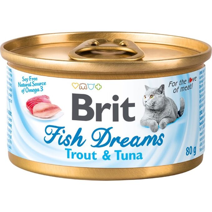 Влажный корм Brit Fish Dreams для кошек, форель и тунец, 80 г