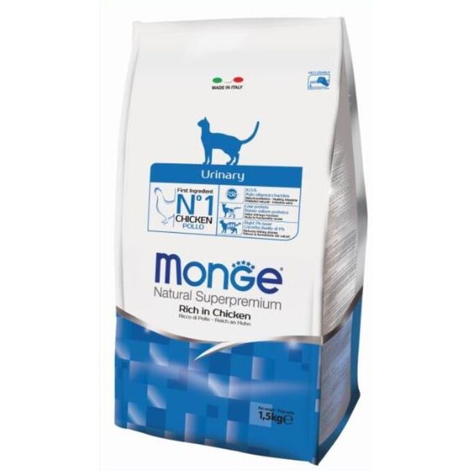 СуXой корм Monge Cat Urinary для кошек, профилактика МКБ, 1.5 кг