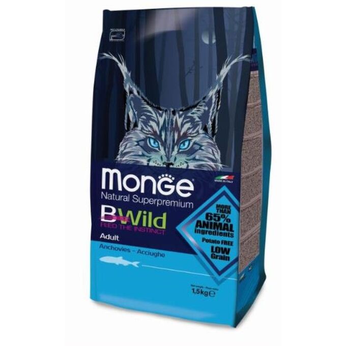 Сухой корм Monge BWild Cat Anchovies для кошек, анчоус, 1.5 кг