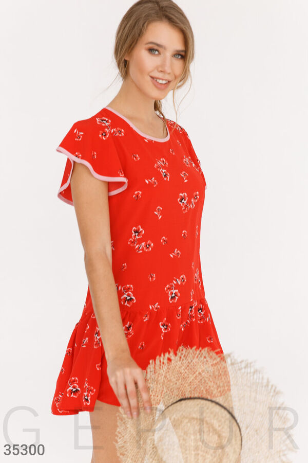 Gepur Красное платье с ассиметричным кроем