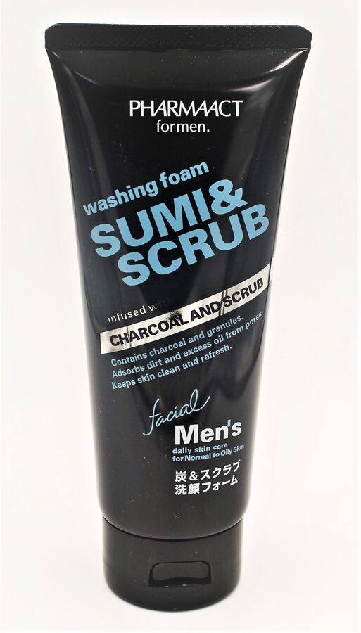 Пенка-скраб для умывания мужская &quot;Древесный уголь&quot; Pharmaact Men&#039;s Charcoal Scrub Facial Cleansing Foam 130 гр/Япония, ,