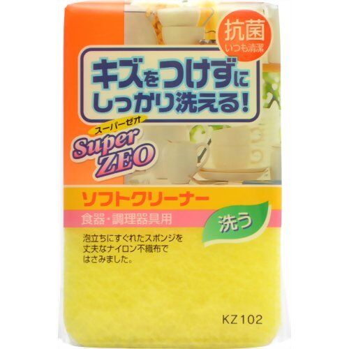 AISEN KOUGYOU Super ZEO Губка для мытья посуды из поролона абразивная с антибактериальной обработкой (мягкая)