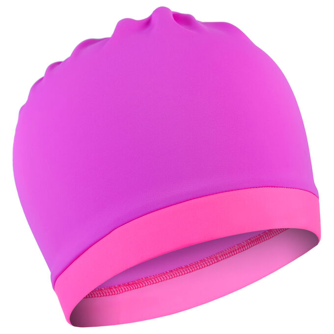 Шапочка для плавания объёмная двухцветная, лайкра, цвет лиловый/розовый