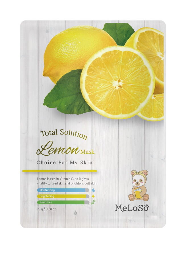 Meloso Total solution Lemon mask Маска тканевая для лица с экстрактом лимона, 25 гр