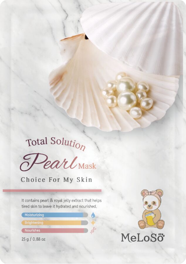 Meloso Total solution pearl mask Тканевая мсака с экстрактом жемчуга, 25 гр