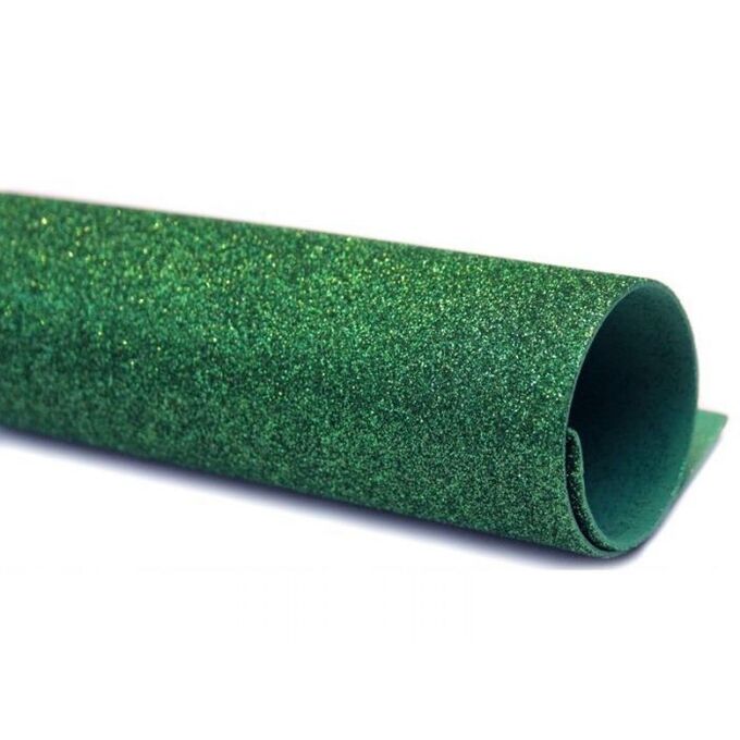 Фоамиран с глиттером А4 темно-зеленый 1 лист