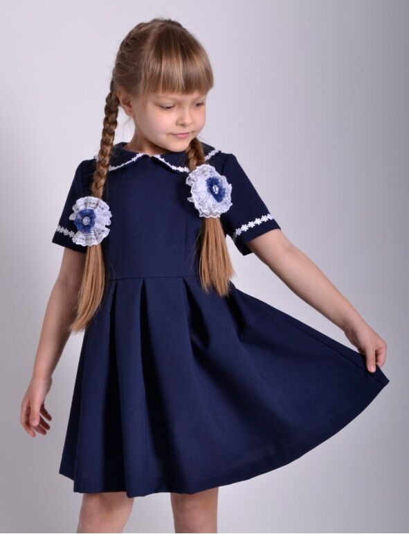 Школьные платья для девочек 7 лет синего цвета