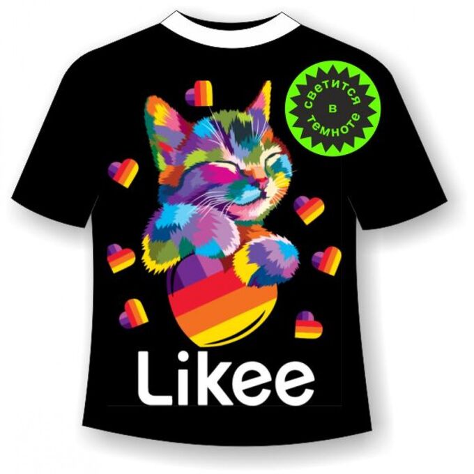 Мир Маек Детская футболка Лайки котенок неон