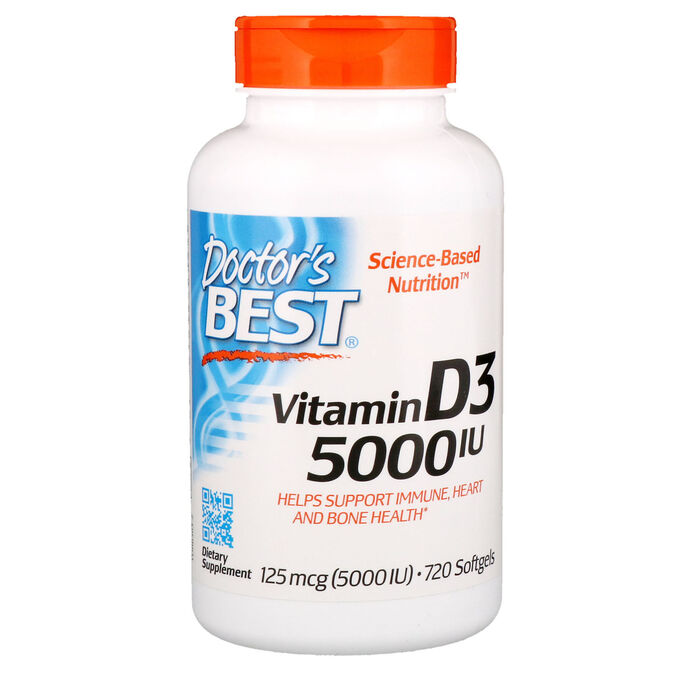 Doctor&amp;#x27 - s Best, Витамин D3, 125 мкг (5000 МЕ), 720 мягких желатиновых капсул