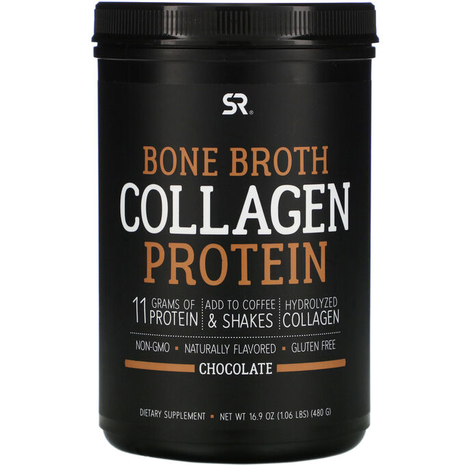 Sports Research, Bone Broth Collagen Protein, Chocolate, 1.06 lb (480 g)