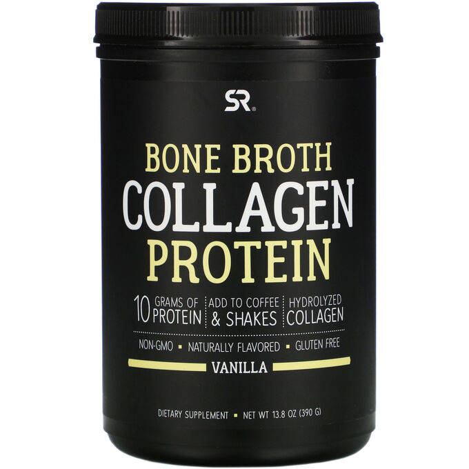 Sports Research, Bone Broth Collagen Protein, Vanilla, 13.8 oz (390 g)