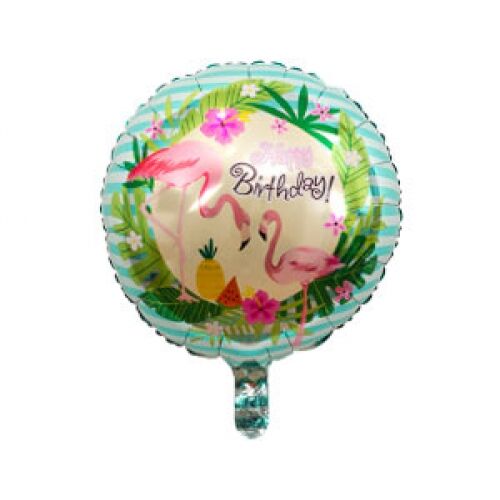 Воздушный шар фольгированный 18&quot; Happy Birthday Фламинго