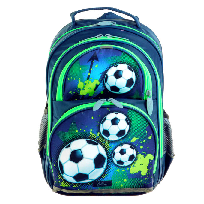 Рюкзак школьный, Calligrata, 36 х 23 х 13 см, эргономичная спинка, «Футбол», синий