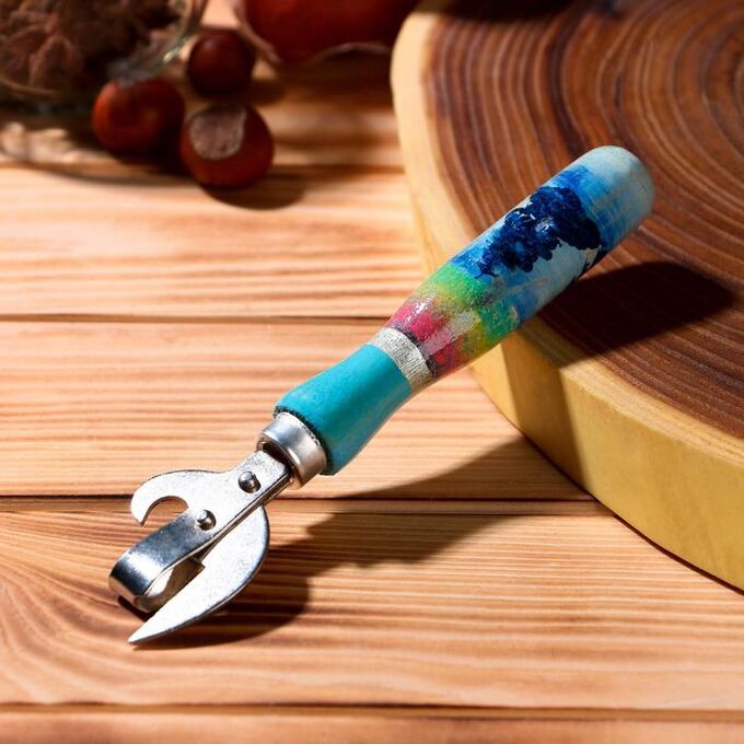 Нож консервный с деревянной ручкой &quot;Зима&quot;, лак, с заклепками