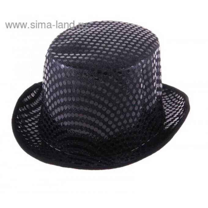 Шляпа Цилиндр с блеском 14 х 25 х 30 см цвет черный