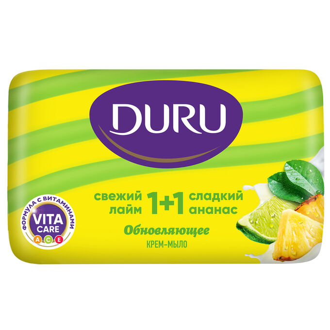 Крем-мыло DURU 1+1 «Лайм-ананас», 80 г