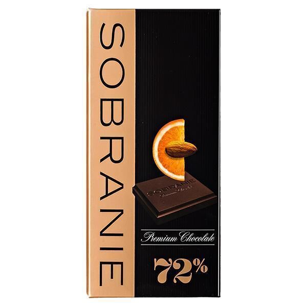 Шоколад SOBRANIE 72% Горький Апельсин и Орехи 90 г