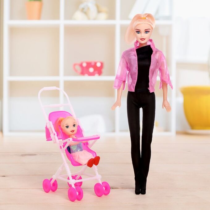 Кукла «Даша» с коляской и куклой малышкой, МИКС