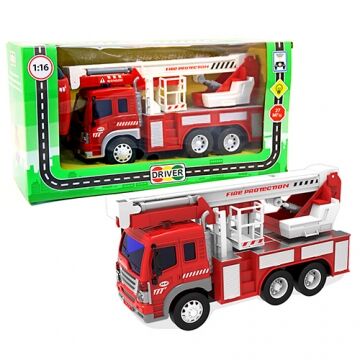 Машина р/у грузовик-пожарный с выдвижным краном,со свет, 16*14*30 см.