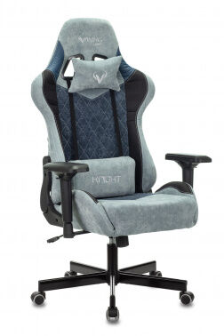 Кресло игровое Бюрократ VIKING 7 KNIGHT Fabric синий текстиль/эко.кожа с подголов. крестовина металл