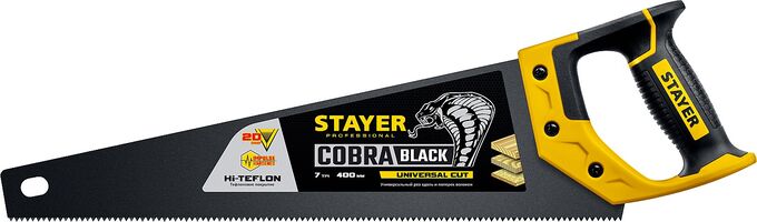 STAYER Ножовка универсальная (пила) &quot;Cobra BLACK&quot; 400 мм