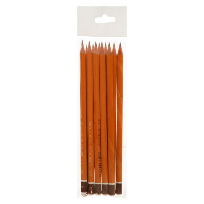 Набор карандашей чернографитных разной твердости 12 штук Koh-i-Noor 1500/12, 3B-3H