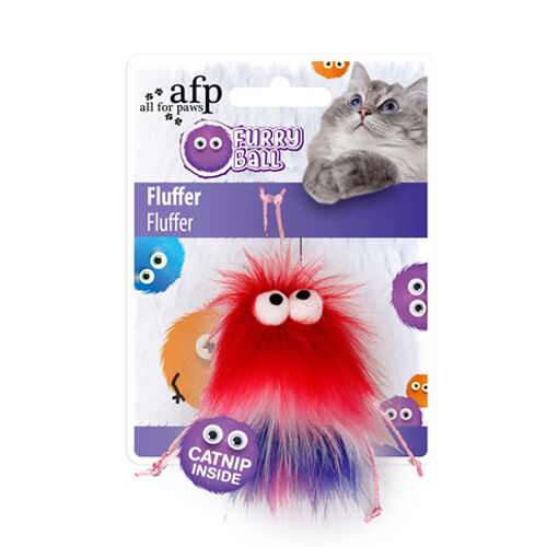 All For Paws Игрушка д/кош Furry Ball Флаффер красный с кош.мятой 15см (1/1)