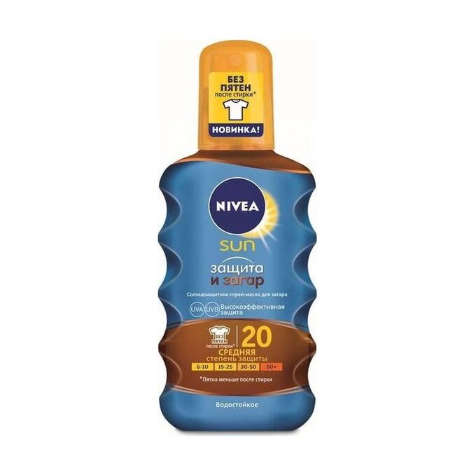 МАСЛО-СПРЕЙ ДЛЯ ЗАГАРА ЗАЩИТА И ЗАГАР СЗФ 20, NIVEA (НИВЕЯ),200МЛ