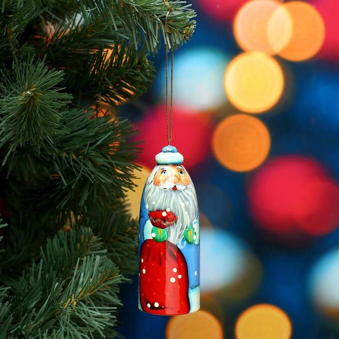 Сувенир «Дед Мороз в синей шубе». 11х4 см. ручная роспись
