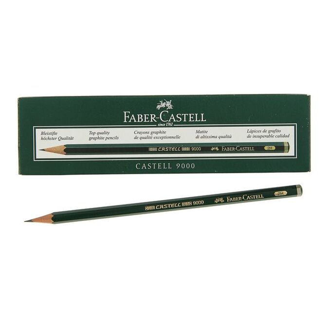 FABER-CASTELL Карандаш художественный чёрнографитный Faber-Castel CASTELL® 9000 профессиональные 2H зелёный