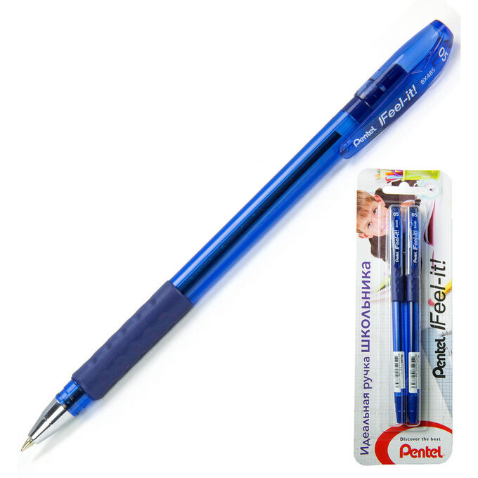 Ручка шариковая Pentel Feel it! 0,5мм, синий, 2шт.блистер