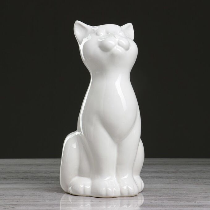 Ваза настольная &quot;Кошка&quot;. белая. 25 см. керамика