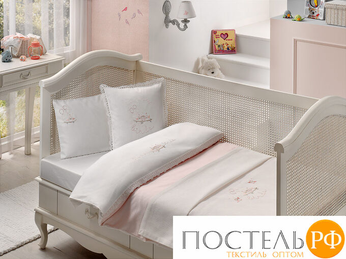 T1212T10523108 Комплект детского постельного белья Tivolyo home HAPPY BEBE розовый с покрывалом