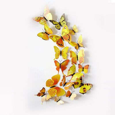 Бабочки на магните желтые 6-12см 12шт