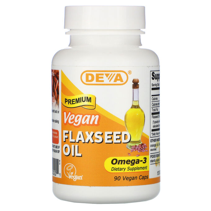 Deva, Premium Vegan Flaxseed Oil, 90 Vegan Caps