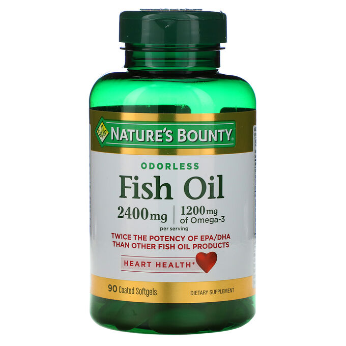 Nature&amp;#x27 - s Bounty, Рыбий жир, 2400 мг, 90 мягких таблеток с покрытием