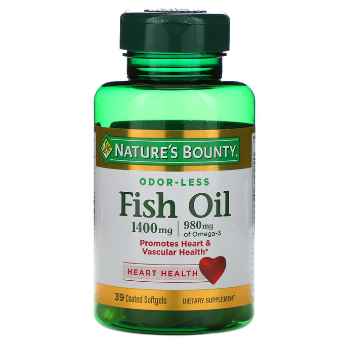 Nature&amp;#x27 - s Bounty, Рыбий жир, тройная сила, 1400 мг, 39 мягких желатиновых капсул в оболочке