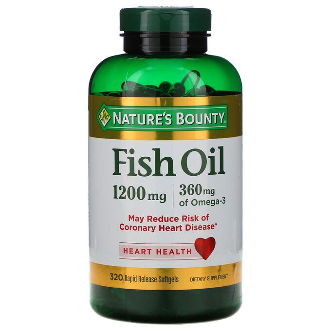 Nature&amp;#x27 - s Bounty, Рыбий жир, 1200 мг, 320 мягких желатиновых капсул с быстрым высвобождением действующего вещества