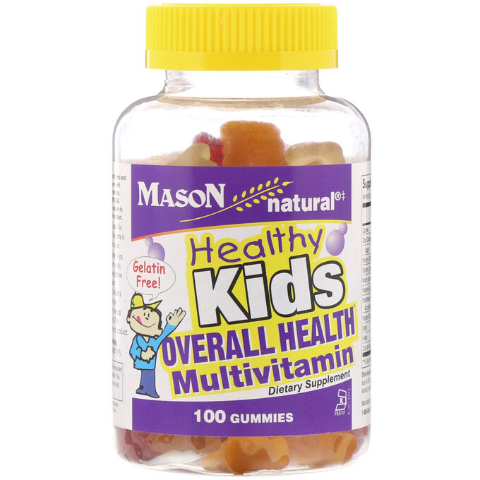 Mason Natural, Healthy Kids, мультивитаминная добавка для детей, 100 жевательных таблеток