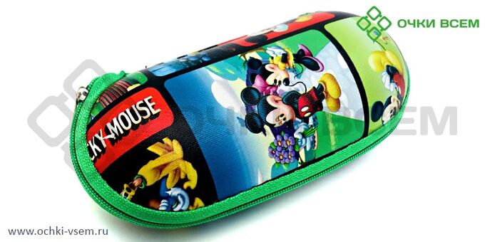 Футляр для очков Детский На молнии &quot;Micky Mouse&quot; Зеленый