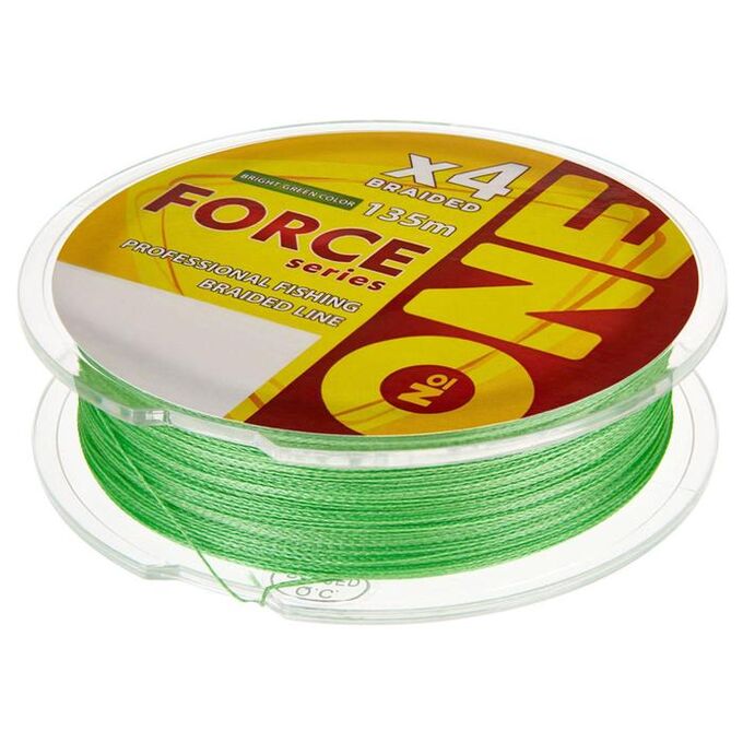 Плетёная леска №ONE FORCE Х4-bright green, 135 м, d=0,18 мм