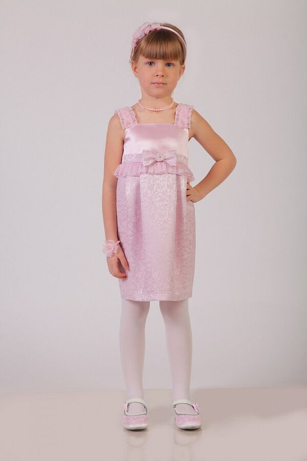 Нарядное розовое платье для девочки, модель 0107